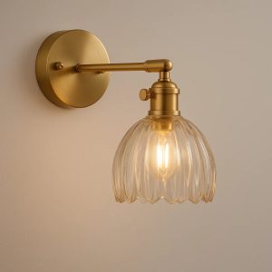 Retro Wandlamp met Glazen Tulpenknop voor Binnen Transparant
