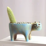 Pot à Succulentes Chat Mignon en Céramique